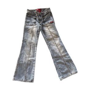 Spacegirl  girls size 8 year  blue jeans y2k ripstop bootcut flare bell bottom